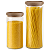 Kit Com 2 Potes Hermético De Vidro Com Tampa De Madeira Para Mantimentos - 950ML e 1500ML - Imagem 1