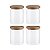 Kit Com 4 Potes Herméticos De Vidro de 500ML Com Tampa De Madeira Para Mantimentos - Imagem 1