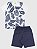 Conjunto Camiseta/Bermuda Masculino Folhas Azul. - Imagem 1