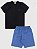 Conjunto Infantil Camiseta/Bermuda Masculino Verão Preto - Imagem 1