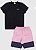 Conjunto  Camiseta/Bermuda Masculino Verão Preto/Rosa - Imagem 1