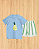 Conjunto Pera Infantil - Camiseta Azul com Bermuda Listra - Imagem 1