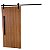 Porta Madeira Carvalho 90cm + Kit De Correr 2m + Puxador Flat Aluminum 1m Preto - Imagem 1