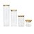 Kit 4 Potes Herméticos de Vidro com Tampa de Bambu 450ml, 1L, 1,5L e 2L - Imagem 1