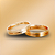 PAR DE ALIANÇAS DE CASAMENTO, OURO 18K, ANATOMICA, 5,0mm,  COM FRISO CENTRAL HORIZONTAL E PONTO DE LUZ - Imagem 1