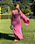 vestido assimétrico manga rosa - Imagem 5