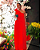 vestido com laço plissado vermelho - Imagem 2
