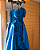vestido azul flores drapeado - Imagem 4