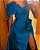 vestido azul flores drapeado - Imagem 2