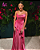 vestido semi plissado cetim rosa - Imagem 1