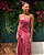 vestido semi plissado cetim rosa - Imagem 3