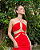vestido recortes e decote vermelho - Imagem 1