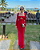 vestido manga longa decote vermelho - Imagem 1