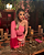 vestido manga franjas pink - Imagem 1
