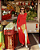vestido manga longa fenda vermelho - Imagem 1