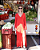 vestido manga longa fenda vermelho - Imagem 2