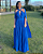 vestido mangas abertas fluído plissado azul - Imagem 1