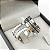 Par de aliança Prata  premium   reta trançada pedra preta/branca 10 mm - Imagem 3