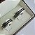 Par de aliança Prata prata PREMIUM 8 MM pedras pretas - Imagem 1