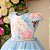 Vestido Infantil Juvenil Floral Azul Saia Tule 4 ao 12 - Imagem 2
