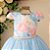 Vestido Infantil Juvenil Floral Azul Saia Tule 4 ao 12 - Imagem 4