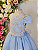 6362 Vestido Infantil Azul Renda Dourada 4 ao 16 - Imagem 2