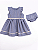 4298 Vestido Bebe Listrado 100% Algodão Azul P ao GG - Imagem 1