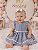 4298 Vestido Bebe Listrado 100% Algodão Azul P ao GG - Imagem 3
