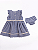 4298 Vestido Bebe Listrado 100% Algodão Azul P ao GG - Imagem 2