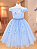5368AZ Vestido Infantil Luxo Borboletas Paetê Azul 1 ao 4 - Imagem 1