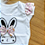 Conjunto Blusa Manga Curta Branca Coelho e Shorts Estampado Bebê Lilás tamanho 3 a 6 meses - Imagem 3