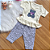 Conjunto Blusa Manga Curta Oncinha Off White e Calça Capri Bebê Lilás tamanho 3 a 6 meses - Imagem 3