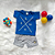 Conjunto Camiseta Manga Curta Canguru Azul e Shorts Cinza Bebê Menino tamanho 6 a 9 meses - Imagem 1
