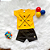Conjunto Camiseta Manga Curta Canguru Amarelo e Shorts Preto Bebê Menino tamanho 6 a 9 meses - Imagem 1