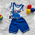 Conjunto Camiseta Regata Dinossauro Branco/Azul e Shorts Azul Bebê Menino tamanho 9 a 12 meses - Imagem 3