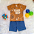 Conjunto Camiseta Manga Curta Roar e Bermuda Bebê Menino tamanho M 6 meses - Imagem 1