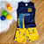 Conjunto Camiseta Regata Azul Marinho Crocodilo e Bermuda Amarela Estampada Menino tamanho 1 - Imagem 1
