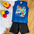 Conjunto Camiseta Regata Kids Team Azul e Bermuda Preta Menino Tamanho 2 - Imagem 1