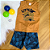 Conjunto Camiseta Regata Dino Marrom e Bermuda Azul Estampada Menino Tamanho 2 - Imagem 1