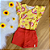 Conjunto Blusa Manga Curta Amarela Estampada e Shorts Saia Coral Menina Tamanho 3 - Imagem 1