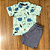 Conjunto Marlan Camisa Polo Estampada Verde Água e Bermuda Cinza Tam 2 - Imagem 2