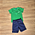 Conjunto Infantil ReiRex – Camiseta Verde Com Botões e Bermuda Azul Marinho. - Imagem 1