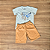 Conjunto Infantil ReiRex – Camiseta Cinza Mescla Estampada Interativa e Bermuda Caramelo - Tam 2. - Imagem 1
