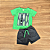 Conjunto Infantil Boca Grande – Camiseta Verde Estampada e Bermuda Cinza - Tam 1. - Imagem 1