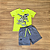 Conjunto Infantil Boca Grande – Camiseta Verde Lima Estampada e Bermuda Cinza - Tam 2. - Imagem 1