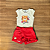 Conjunto Infantil Boca Grande – Blusa Estampada Off White e Shorts Saia Vermelho – Tam 2. - Imagem 1