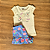 Conjunto Infantil Boca Grande – Blusa Estampada Off White com Brilho e Shorts Estampado Azul - Tam 1. - Imagem 2