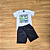 Conjunto Infantil ReiRex – Camiseta Branca Estampada e Bermuda Preta - Tam 3. - Imagem 1