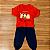 Conjunto Meia Estação Menino Malwee Kids Camiseta ML Estampada Terracota Calça Moletinho Azul Marinho - Imagem 1