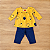 Conjunto Meia Estação Kyly Blusa ML Estampada Amarela Calça Legging Azul Marinho Tam P - Imagem 1